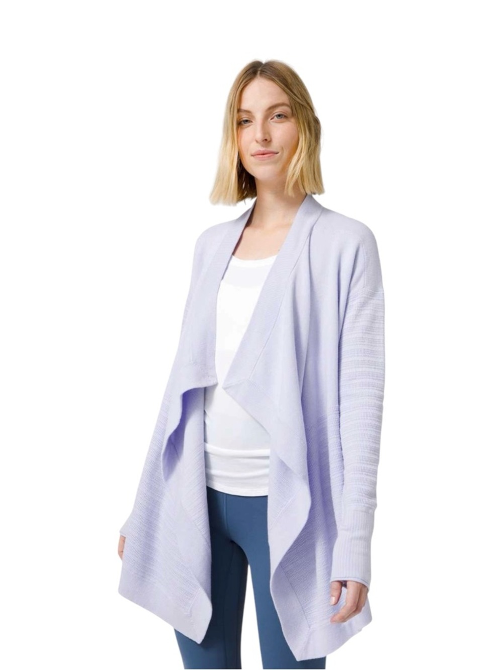 Lululemon Find‎ Your Calm Wrap Serene Blue Cotton Silk Cardigan Women’s 8 US